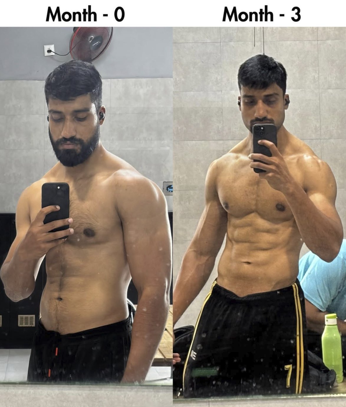 Client before and after body transformation over 3 months, coached by Big By Basics